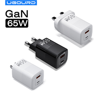 UGOURD-Adaptateur secteur chargeur rapide GaN avec USB A et Type C, PD 65W, charge rapide, prise UK EU US, iPad, MacPleAir, ordinateur portable, iPhone 1